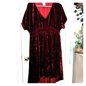 Cabi red crushed velvet dress